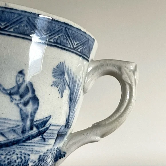Antique Vtg blue & white tea cup English transferware?